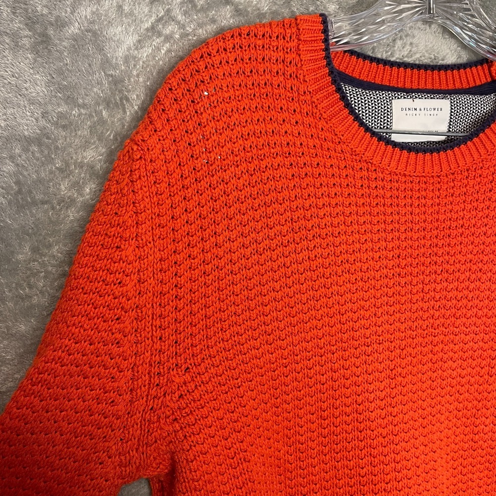 Denim & Flower Men Classic Preppy Colorful Fisherman Knit Crew Neck Sweater XL